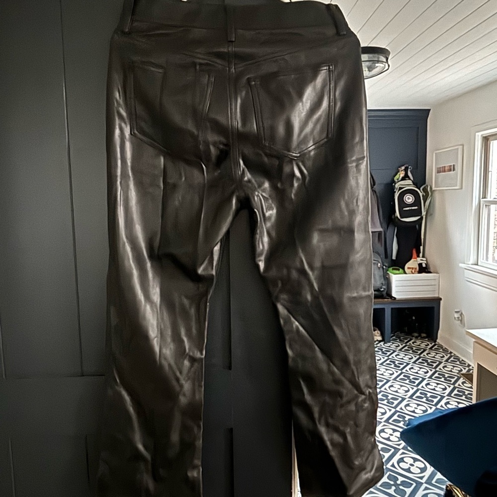 Ann Taylor size 6 petite leather pants slight flare - Picture 3 of 4